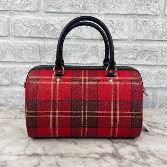 Coach Rowan Satchel Crossbody & Mini Skinny Id Case Wallet In Tartan Plaid Print - Picture 5 of 16